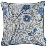 Blue Jacquard Leaf Decorative Throw Pillow Cover