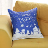 18" Blue Christmas Merry Bright Throw Pillow Cover