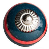 1.5" X 1.5" X 1.5" Ceramic Metal Navy And Red 12 Pack Knob