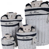 15.5" X 23.5" X 22" White blue rectangular bear Design Basket Set Of 5