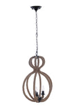 Natural and Black Iron and Rope Three Light Ceiling Light