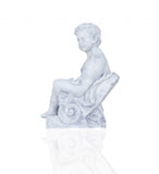 Vintage Look Off White Boy Sitting Statue