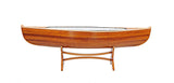 Natural Solid Wood and Glass Canoe Coffee Table