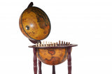 16.5" X 16.5" X 22"Walnut Globe With Chess Holder