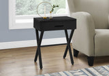 22" Black End Table With Drawer