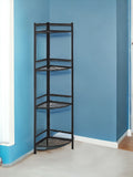 58" Black Metal Corner Bookcase