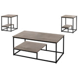 Dark Taupe Black Metal Table Set - 3Pcs Set