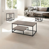 Dark Taupe Black Metal Table Set - 3Pcs Set