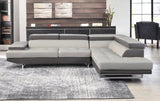 Gray Leather L Shaped Two Piece Corner Sectional