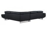 Black Leather L Shaped Two Piece Corner Sectional