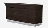 70" Dark Brown Two Drawer Buffet Table with Four Doors