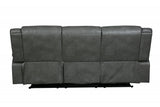 86" Gray And Black Italian Leather Sofa