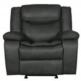 86" Gray And Black Italian Leather Sofa