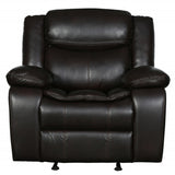 64" Brown Faux Leather Manual Reclining Love Seat