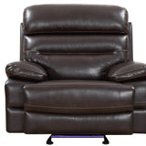 78" Brown Faux Leather Power Reclining Love Seat With Storage