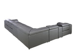 Gray Italian Leather Power Reclining U Shaped Eight Piece Corner Sectional With Console