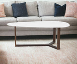 47.64" X 27.56" X 14.97" Coffee Table In Matte White With Dark Walnut Base