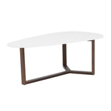 47.64" X 27.56" X 14.97" Coffee Table In Matte White With Dark Walnut Base