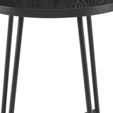 21.66" X 21.66" X 22.05" Round Side Table In Black Ash Wood And Black