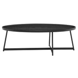 24" Brown And Black Metal Oval Coffee Table