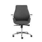 Gray Faux Leather Seat Swivel Adjustable Task Chair Leather Back Steel Frame