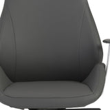 Gray Faux Leather Seat Swivel Adjustable Task Chair Leather Back Steel Frame