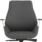 Gray Faux Leather Seat Swivel Adjustable Task Chair Leather Back Steel Frame