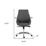 Gray Faux Leather Seat Swivel Adjustable Task Chair Leather Back Steel Frame