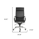 Black and Silver Adjustable Swivel Leather Rolling Office Chair