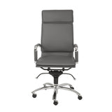 Gray Faux Leather Seat Swivel Adjustable Task Chair Leather Back Steel Frame