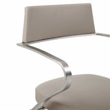 21" Taupe And Silver Stainless Steel Bar Chair