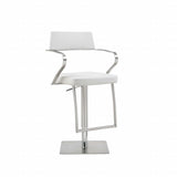 21" White And Silver Stainless Steel Bar Chair