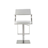 21" White And Silver Stainless Steel Bar Chair