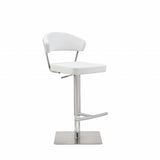 20" White And Silver Stainless Steel Bar Chair