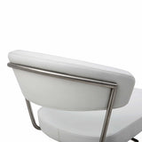 20" White And Silver Stainless Steel Bar Chair