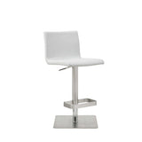 26" White And Silver Stainless Steel Counter Height Bar Chair