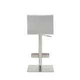 26" White And Silver Stainless Steel Counter Height Bar Chair