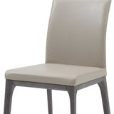 Set Of 2 Taupe Faux Leather Dining Chairs