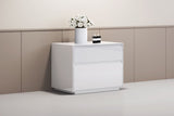 Simplistic White Gloss 2 Drawer Nightstand