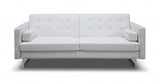 80" White Faux leather and Silver Sofa