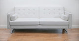 80" White Faux leather and Silver Sofa