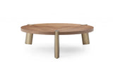 55" Natural And Gold Solid Wood Round Coffee Table