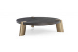 55" Natural And Gold Solid Wood Round Coffee Table