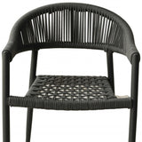 Set Of 4 Gray Open Weave Patio Arm Chairs