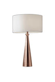 Brushed Copper Metal Finish Tapered Base Table Lamp