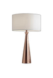 Brushed Copper Metal Finish Tapered Base Table Lamp