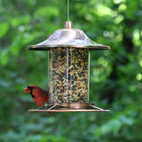 Copper, Bird Feeder, Plastic, Seed Reservoir, Tube, Circular Perch