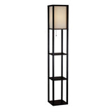 63-inch Black Modern Floor Lamp with Silk Shade