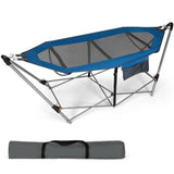 Blue, Portable, Camping, Foldable, Hammock, Stand, Carry Case