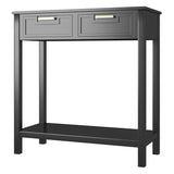 Modern Entryway Accent 2 Drawer Sofa Side Table Black